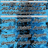 Custom Blue Black-White 3D Pattern Design Bomber Full-Snap Varsity Letterman Hoodie Jacket