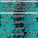 Custom Teal Black-White 3D Pattern Design Bomber Full-Snap Varsity Letterman Hoodie Jacket