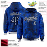 Custom Royal Navy-White 3D Pattern Design Bomber Full-Snap Varsity Letterman Hoodie Jacket
