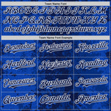 Custom Royal Navy-White 3D Pattern Design Bomber Full-Snap Varsity Letterman Hoodie Jacket