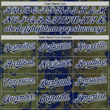 Custom Olive Navy-White 3D Pattern Design Bomber Full-Snap Varsity Letterman Hoodie Jacket