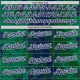 Custom Green Navy-White 3D Pattern Design Bomber Full-Snap Varsity Letterman Hoodie Jacket