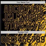 Custom Black Black-Gold 3D Pattern Design Bomber Full-Snap Varsity Letterman Hoodie Jacket