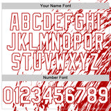 Custom White White-Red 3D Pattern Design Bomber Full-Snap Varsity Letterman Hoodie Jacket