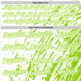 Custom White White-Neon Green 3D Pattern Design Bomber Full-Snap Varsity Letterman Hoodie Jacket