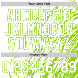 Custom White White-Neon Green 3D Pattern Design Bomber Full-Snap Varsity Letterman Hoodie Jacket