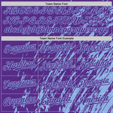 Custom Purple Purple-Light Blue 3D Pattern Design Bomber Full-Snap Varsity Letterman Hoodie Jacket