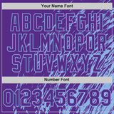 Custom Purple Purple-Light Blue 3D Pattern Design Bomber Full-Snap Varsity Letterman Hoodie Jacket