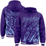 Custom Purple Purple-Light Blue 3D Pattern Design Bomber Full-Snap Varsity Letterman Hoodie Jacket
