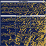 Custom Navy Navy-Old Gold 3D Pattern Design Bomber Full-Snap Varsity Letterman Hoodie Jacket