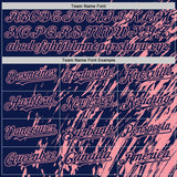 Custom Navy Navy-Medium Pink 3D Pattern Design Bomber Full-Snap Varsity Letterman Hoodie Jacket