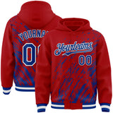 Custom Red Royal-White 3D Pattern Design Bomber Full-Snap Varsity Letterman Hoodie Jacket