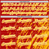 Custom Red Gold-White 3D Pattern Design Bomber Full-Snap Varsity Letterman Hoodie Jacket