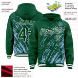 Custom Light Blue Kelly Green-White 3D Pattern Design Bomber Full-Snap Varsity Letterman Hoodie Jacket