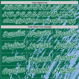 Custom Light Blue Kelly Green-White 3D Pattern Design Bomber Full-Snap Varsity Letterman Hoodie Jacket