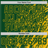 Custom Green Green-Gold 3D Pattern Design Bomber Full-Snap Varsity Letterman Hoodie Jacket