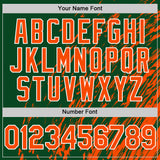 Custom Green Orange-White 3D Pattern Design Bomber Full-Snap Varsity Letterman Hoodie Jacket