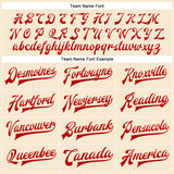 Custom Cream Red Bomber Full-Snap Varsity Faux Leather Letterman Jacket