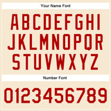 Custom Cream Red Bomber Full-Snap Varsity Faux Leather Letterman Jacket