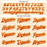 Custom Cream Red-Gold Bomber Full-Snap Varsity Faux Leather Letterman Jacket