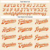 Custom Cream Orange Bomber Full-Snap Varsity Faux Leather Letterman Jacket