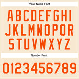 Custom Cream Orange Bomber Full-Snap Varsity Faux Leather Letterman Jacket