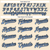 Custom Cream Light Blue-Black Bomber Full-Snap Varsity Faux Leather Letterman Jacket