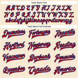 Custom Cream Red-Royal Bomber Full-Snap Varsity Faux Leather Letterman Jacket