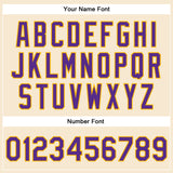 Custom Cream Purple-Gold Bomber Full-Snap Varsity Faux Leather Letterman Jacket