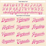 Custom Cream Pink Bomber Full-Snap Varsity Faux Leather Letterman Jacket