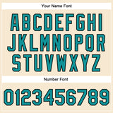 Custom Cream Teal-Black Bomber Full-Snap Varsity Faux Leather Letterman Jacket