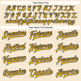 Custom Cream Gold-Navy Bomber Full-Snap Varsity Faux Leather Letterman Jacket