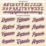 Custom Cream Purple-Old Gold Bomber Full-Snap Varsity Faux Leather Letterman Jacket