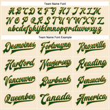 Custom Cream Green-Old Gold Bomber Full-Snap Varsity Faux Leather Letterman Jacket