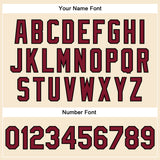 Custom Cream Crimson-Black Bomber Full-Snap Varsity Faux Leather Letterman Jacket