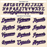 Custom Cream Purple-Black Bomber Full-Snap Varsity Faux Leather Letterman Jacket