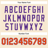 Custom Cream Orange-Purple Bomber Full-Snap Varsity Faux Leather Letterman Jacket