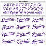 Custom White Purple Bomber Full-Snap Varsity Faux Leather Letterman Jacket