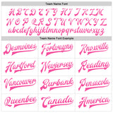 Custom White Pink Bomber Full-Snap Varsity Faux Leather Letterman Jacket