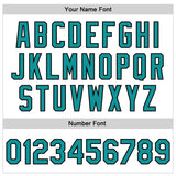 Custom White Teal-Black Bomber Full-Snap Varsity Faux Leather Letterman Jacket