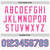 Custom White Light Blue Pink-Black Bomber Full-Snap Varsity Faux Leather Letterman Jacket