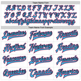 Custom White Pink Sky Blue-Black Bomber Full-Snap Varsity Faux Leather Letterman Jacket