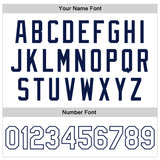 Custom White White-Navy Bomber Full-Snap Varsity Faux Leather Letterman Jacket