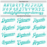 Custom White Aqua Bomber Full-Snap Varsity Faux Leather Letterman Jacket