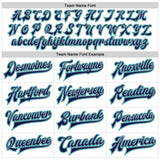 Custom White Navy Teal-Gray Bomber Full-Snap Varsity Faux Leather Letterman Jacket