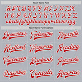 Custom Gray Red-White Bomber Full-Snap Varsity Faux Leather Letterman Jacket