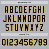 Custom Gray Black-Gold Bomber Full-Snap Varsity Faux Leather Letterman Jacket