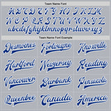 Custom Gray Royal-White Bomber Full-Snap Varsity Faux Leather Letterman Jacket