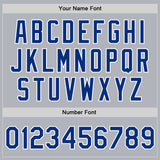 Custom Gray Royal-White Bomber Full-Snap Varsity Faux Leather Letterman Jacket