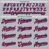 Custom Gray Red-Royal Bomber Full-Snap Varsity Faux Leather Letterman Jacket